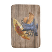 感謝祭ディナーパーティーオレンジ素朴ヴィンテージ バスマット (正面縦)