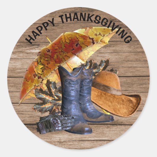 感謝祭ディナーパーティーオレンジ素朴ヴィンテージ ラウンドシール (正面)