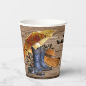 感謝祭ディナーパーティーオレンジ素朴ヴィンテージ 紙コップ (正面)