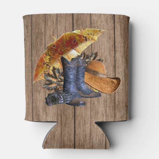 感謝祭ディナーパーティーオレンジ素朴ヴィンテージ 缶クーラー (裏面)