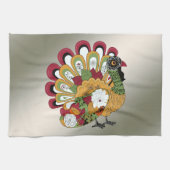 感謝祭ディナーパーティーカラフルフローラトルコ キッチンタオル (横)