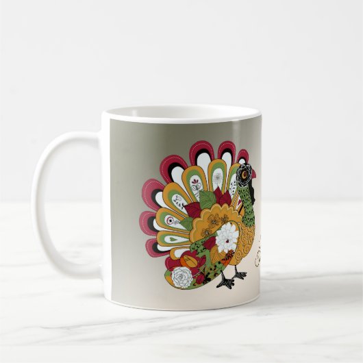 感謝祭ディナーパーティーカラフルフローラトルコ コーヒーマグカップ (左)