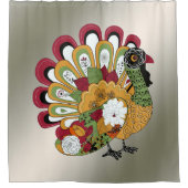 感謝祭ディナーパーティーカラフルフローラトルコ シャワーカーテン (正面)