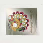 感謝祭ディナーパーティーカラフルフローラトルコ タペストリー (正面(横))