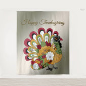 感謝祭ディナーパーティーカラフルフローラトルコ タペストリー (正面)