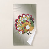 感謝祭ディナーパーティーカラフルフローラトルコ バスタオルセット (ハンドタオル)