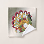 感謝祭ディナーパーティーカラフルフローラトルコ バスタオルセット (ウォッシュタオル)