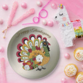 感謝祭ディナーパーティーカラフルフローラトルコ ペーパープレート (パーティー)