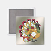 感謝祭ディナーパーティーカラフルフローラトルコ マグネット (正面/裏面)