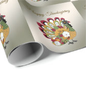 感謝祭ディナーパーティーカラフルフローラトルコ ラッピングペーパー (ロールコーナー)