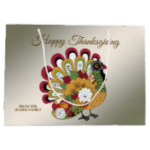 感謝祭ディナーパーティーカラフルフローラトルコ ラージペーパーバッグ (裏面)