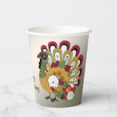 感謝祭ディナーパーティーカラフルフローラトルコ 紙コップ (裏面)