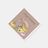 感謝祭ディナーパーティーターキーパンプキンピンクタン スタンダードカクテルナプキン (角)