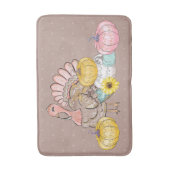 感謝祭ディナーパーティーターキーパンプキンピンクタン バスマット (正面縦)