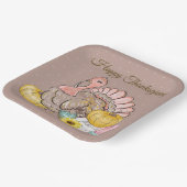 感謝祭ディナーパーティーターキーパンプキンピンクタン ペーパープレート (傾斜あり)