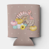 感謝祭ディナーパーティーターキーパンプキンピンクタン 缶クーラー (裏面)