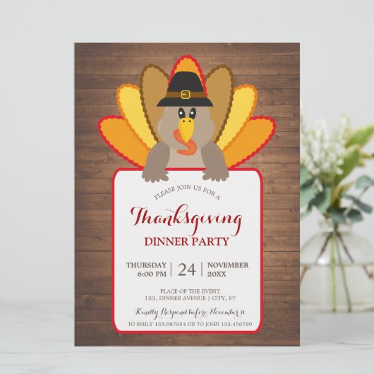 感謝祭ディナーパーティートルコ招待状カード 招待状 (スタンド正面)