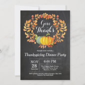 感謝祭ディナーパーティー秋秋の黒板 招待状 (正面)
