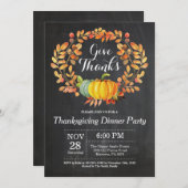 感謝祭ディナーパーティー秋秋の黒板 招待状 (正面/裏面)