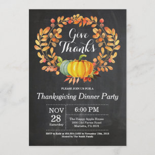感謝祭ディナーパーティー秋秋の黒板 招待状