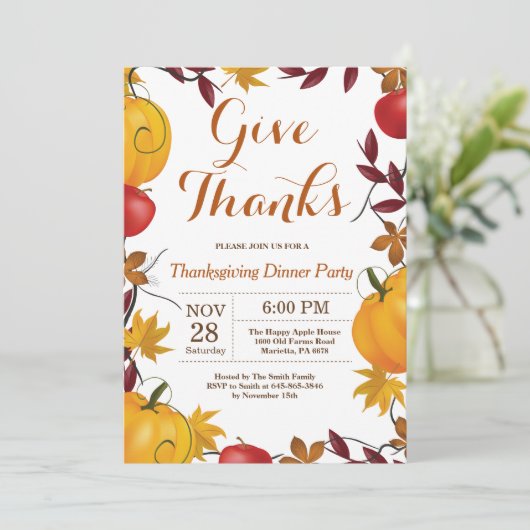 感謝祭ディナーパーティー秋秋招待状 招待状 (スタンド正面)
