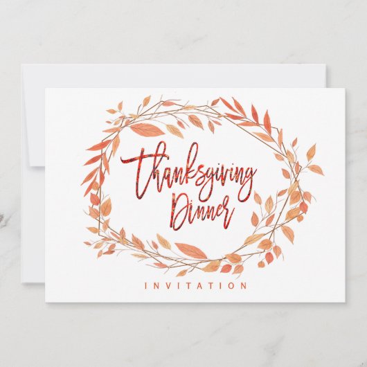 感謝祭ディナーパーティー紅葉幾何学的 招待状 (正面)