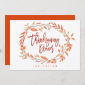 感謝祭ディナーパーティー紅葉幾何学的 招待状 (正面/裏面)