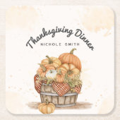 感謝祭ディナーパーティー スクエアペーパーコースター (正面)