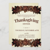 感謝祭ディナーパーティー-招待されました 招待状 (正面/裏面)