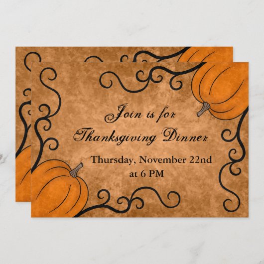感謝祭ディナーパーティー 招待状 (正面/裏面)