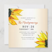 感謝祭ディナーヒマワリフローラとカボチャ 招待状 (裏面)