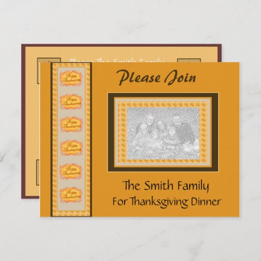 感謝祭ディナーフォト招待状 招待状 (正面/裏面)