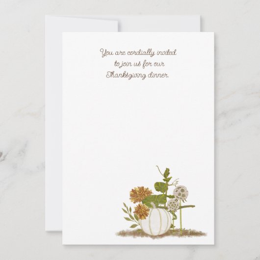 感謝祭ディナーフラット招待状、サイズ： 5" x 7 招待状 (正面)