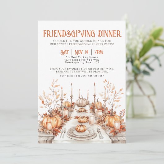 感謝祭ディナーフレンドディナーパーティー 招待状 (スタンド正面)