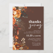 感謝祭ディナーフローラ茶色 招待状 (正面)