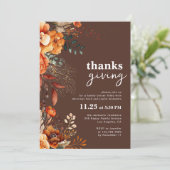 感謝祭ディナーフローラ茶色 招待状 (スタンド正面)