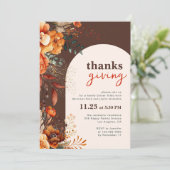 感謝祭ディナーフローラ茶色 招待状 (スタンド正面)