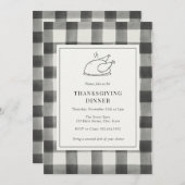 感謝祭ディナーブラックバッファロープレイド招待状 招待状 (正面/裏面)