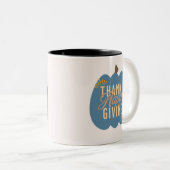 感謝祭ディナーブルーパンプキンコーヒーマグ ツートーンマグカップ (正面右)