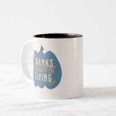 感謝祭ディナーブルーパンプキンコーヒーマグ ツートーンマグカップ (正面左)