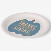 感謝祭ディナーブルーパンプキン ペーパープレート (アングル)