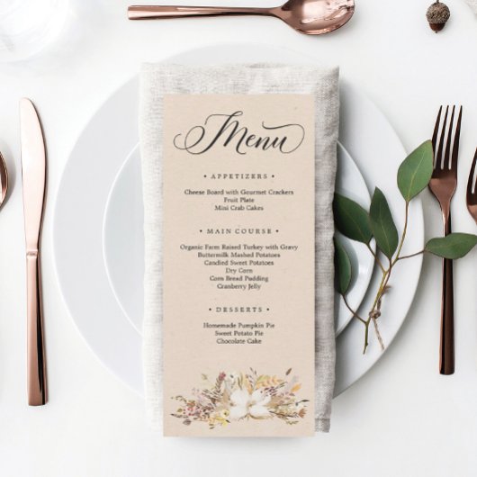 感謝祭ディナーメニュー プログラム