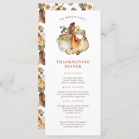 感謝祭ディナーメニュー メニュー (正面/裏面)