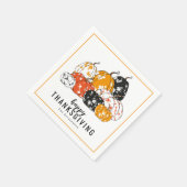 感謝祭ディナーモダンフローラカボチャ スタンダードカクテルナプキン (角)