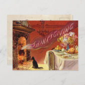 感謝祭ディナーヴィンテージはがき シーズンポストカード (正面/裏面)