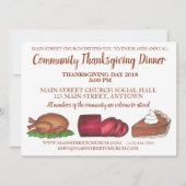 感謝祭ディナー七面鳥クランベリーパンプキンパイ 招待状 (正面)