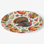 感謝祭ディナー七面鳥パターン ペーパープレート (アングル)