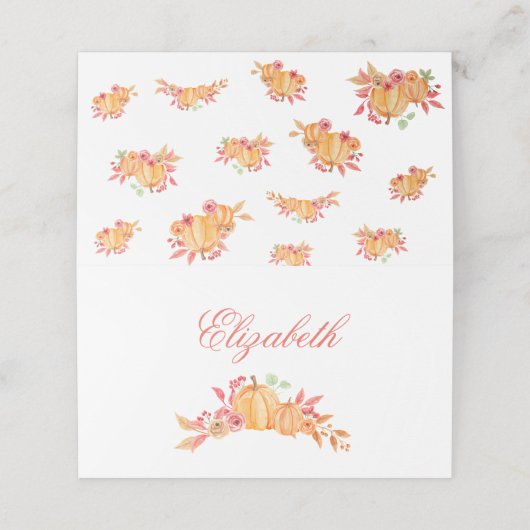 感謝祭ディナー座席表フローラパンプキン プレイスカード (外部開封)