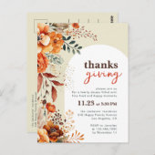 感謝祭ディナー招待フローラホワイトアーチ ポストカード (正面/裏面)