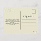 感謝祭ディナー招待フローラホワイトアーチ ポストカード (裏面)